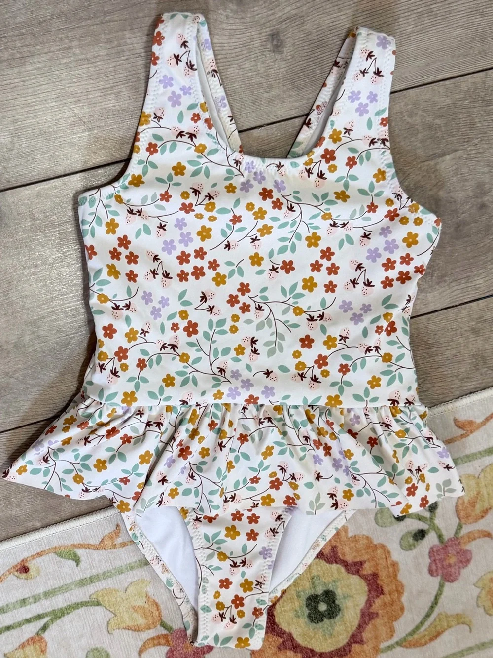 Modern Moments by Gerber Toddler Girl Swimsuit 4T Boho Floral Ruffle One-Piece
